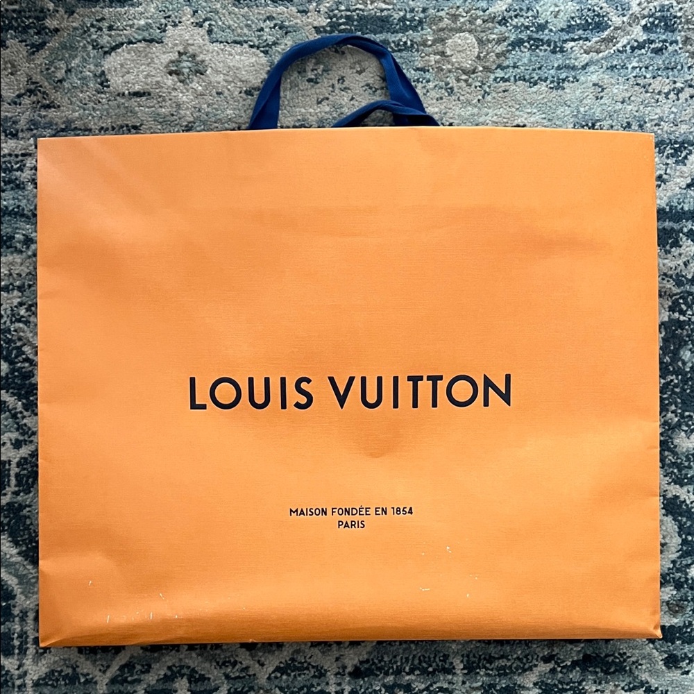 Louis Vuitton Tangerine Bag with Navy Handles, Large